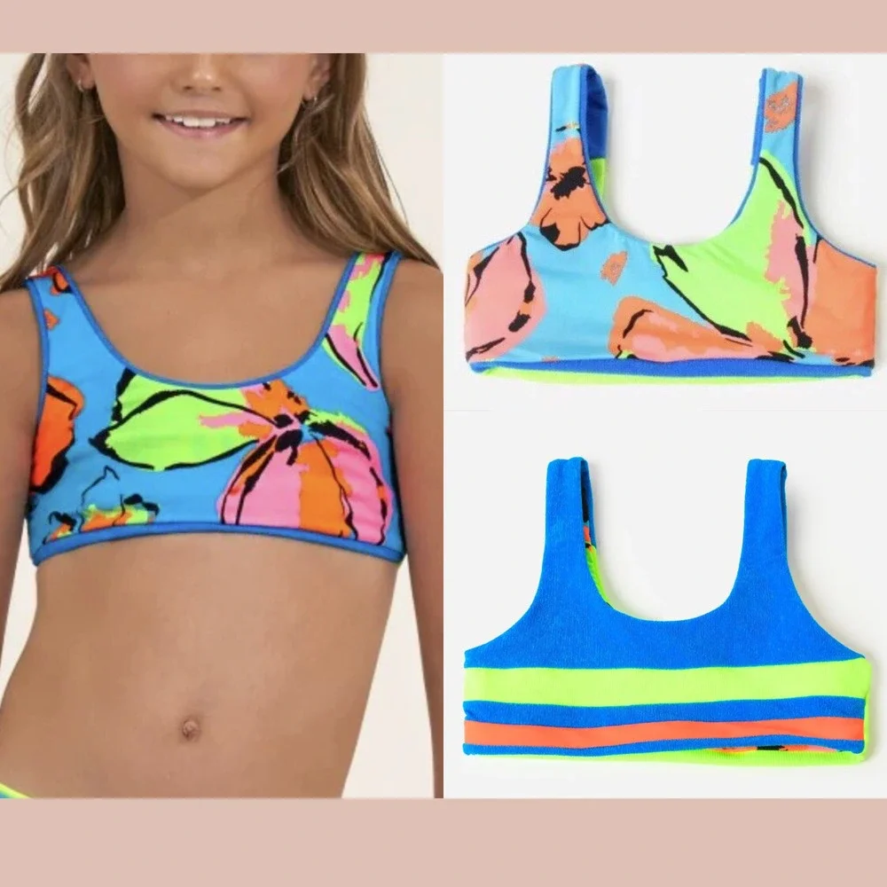 NWT Maaji [ Girls Sz 8 ] 3-Way Iceland Reversible Bikini TOP‎ ONLY #U1288